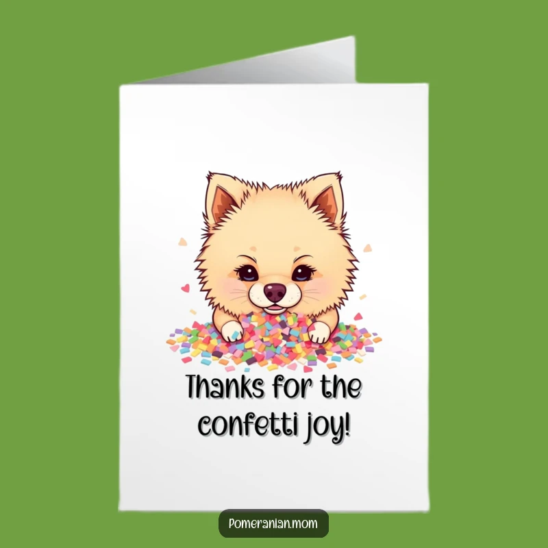 Free Printable Thank You Card: Confetti Pomeranian - Grateful Dog Downloadable Gift