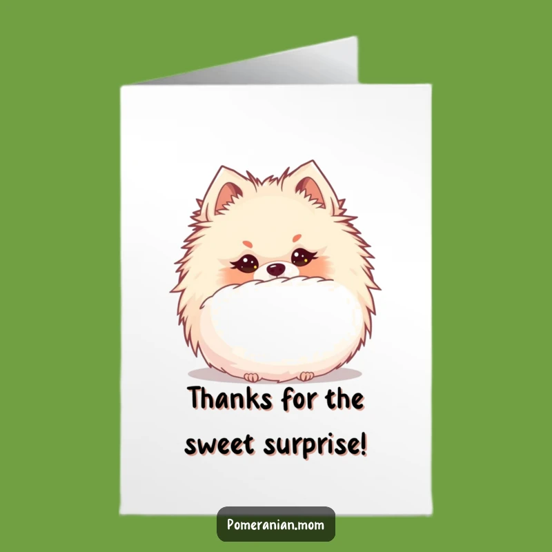 Free Printable Kawaii Pomeranian Thank You Card: Mischievous Dog Downloadable