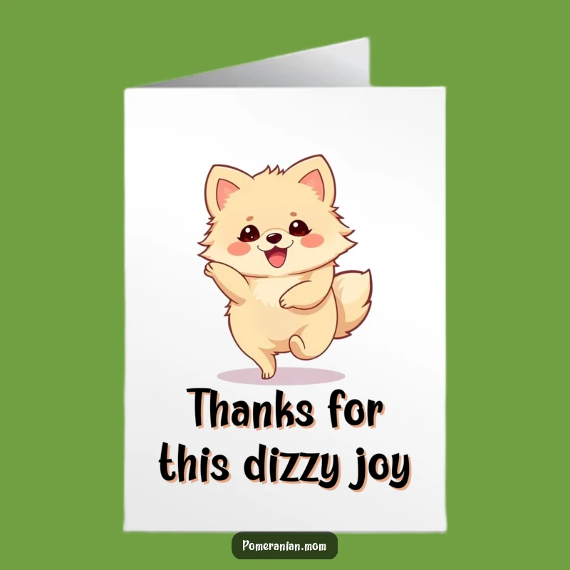Free Printable Pomeranian Thank You Card: Twirling Greeting, Joyful Dog Gift