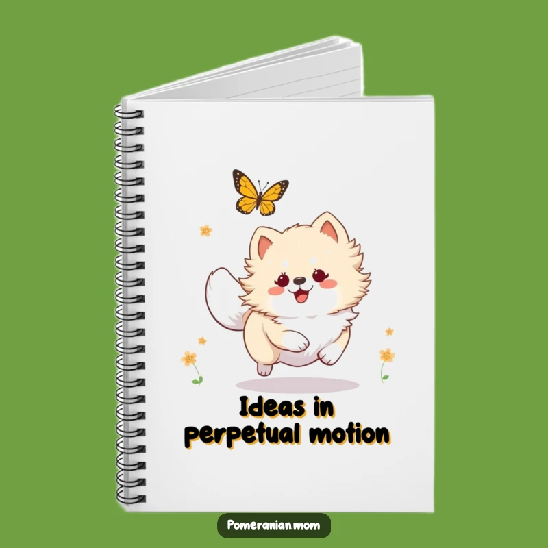 Funny Kawaii Pomeranian Butterfly Chase Notebook, Jot Down Ideas with Joy