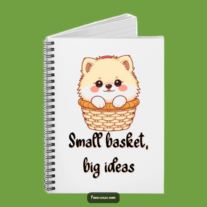 Funny Kawaii Pomeranian Notebook: Cute Dog Peeking Basket, Journal Gift