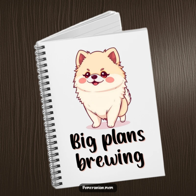 Funny Kawaii Pomeranian Notebook: A small, cute dog confidently strutting with a huge personality, perfect for jotting down bold ideas.