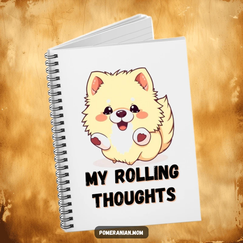 Funny Kawaii Pomeranian Notebook: A fluffy dog rolling with pure delight, inspiring creativity and happy thoughts.