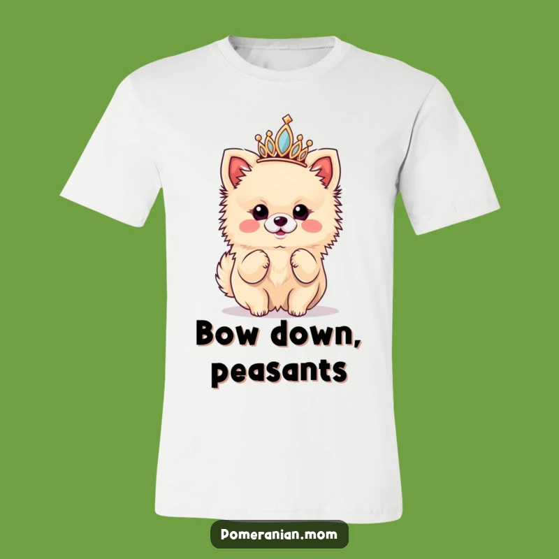 Funny Kawaii Pomeranian Diva Tee: Hilarious Crowned Dog Shirt for Fashionistas
