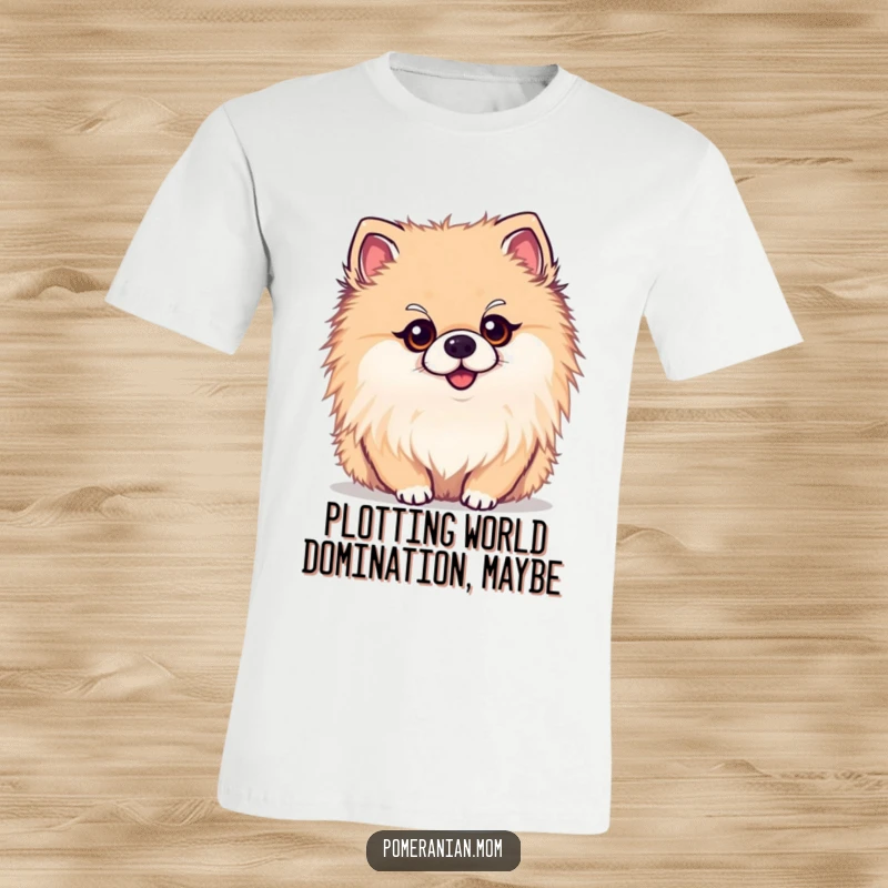 Funny kawaii Pomeranian t-shirt, a cute dog with a curious head tilt, perfect for expressing playful curiosity. Great for dog moms.