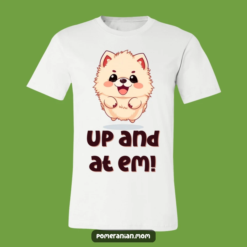 Funny Kawaii Pomeranian Jumping Tee - Cute & Energetic Dog Lover Apparel