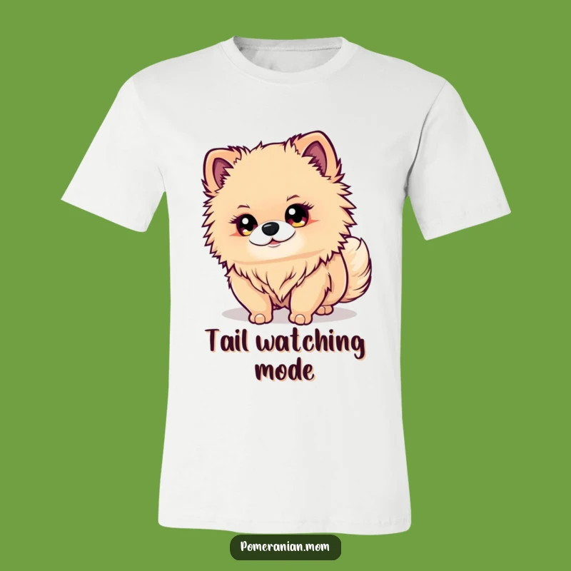 Funny Kawaii Pomeranian T-Shirt: Cute Dog Watching Tail for Comfy Wear Gift