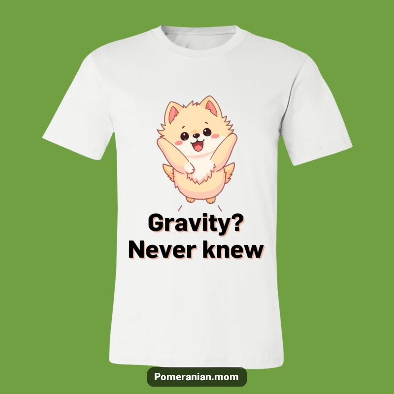 Funny Kawaii Pomeranian Leap T-Shirt - Dynamic Dog Action Tee Gift