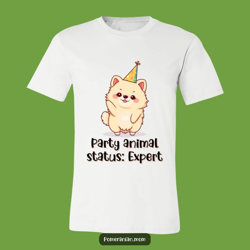 Funny Party Hat Kawaii Pomeranian Tee: Wear Your Festive Spirit Proudly