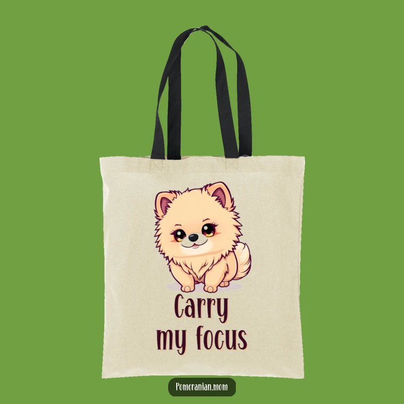 Funny Kawaii Pomeranian Tote Bag: Cute Dog Watching Tail for Stylish Errands Gift