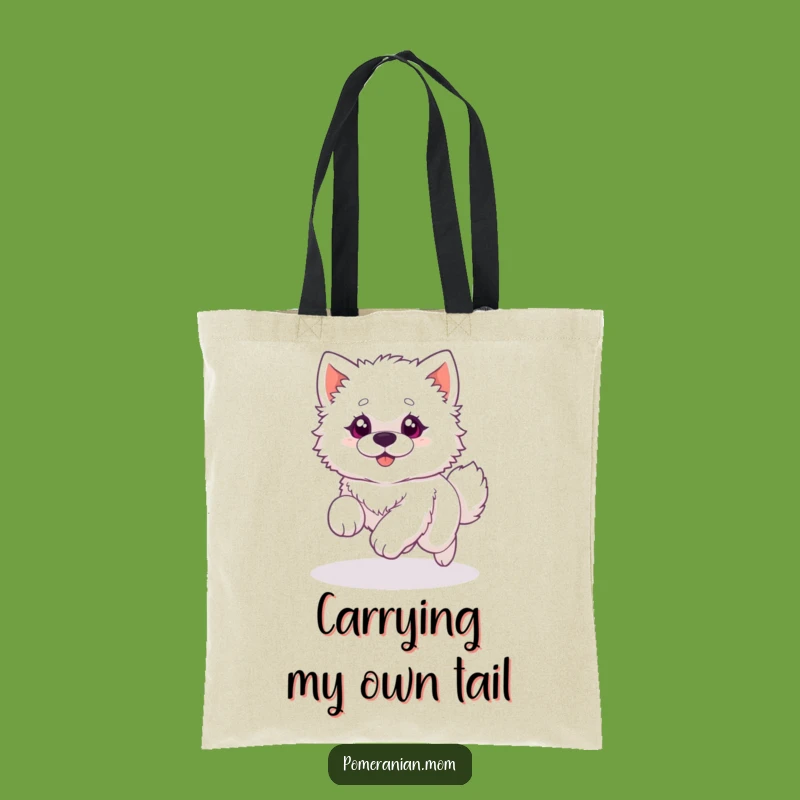 Funny Fluffy Dog Tail Chase Tote Bag, Chic Silly Carryall Gift