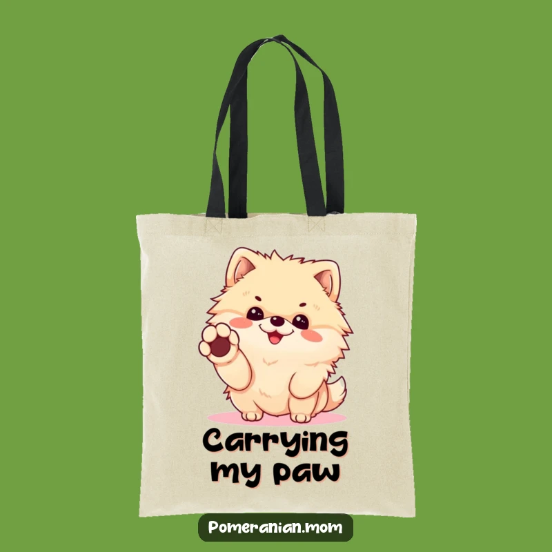 Funny Kawaii Pomeranian Handshake Tote Bag - Cheerful Dog Shopping Bag