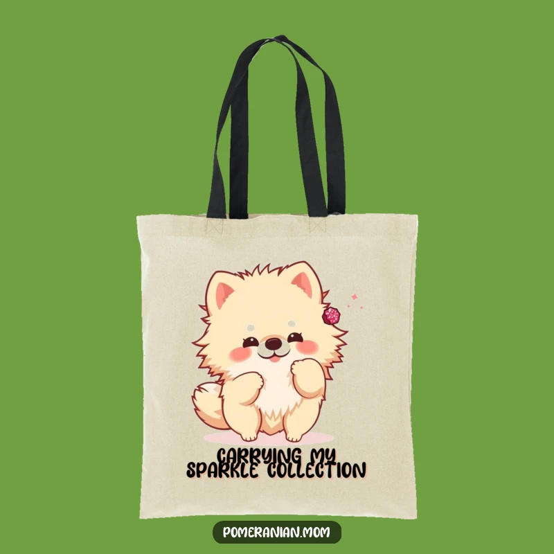 Funny Sparkly Toss Kawaii Pomeranian Tote Bag: Carry Your Essentials with Flair