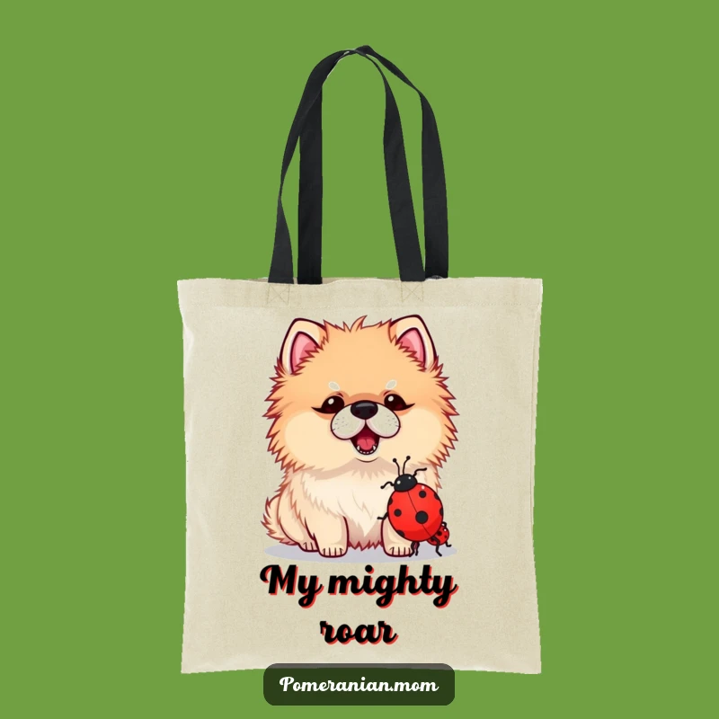 Funny Kawaii Pomeranian Ladybug Tote Bag - Hilarious Doggy Shopping Gift