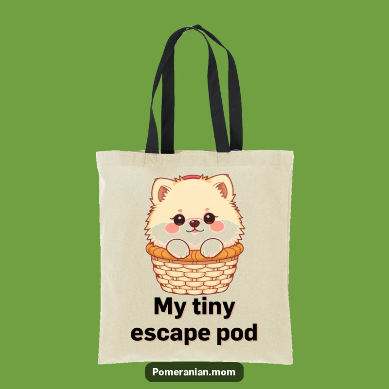 Funny Kawaii Pomeranian Tote Bag: Cute Dog Peeking Basket, Stylish & Practical Gift