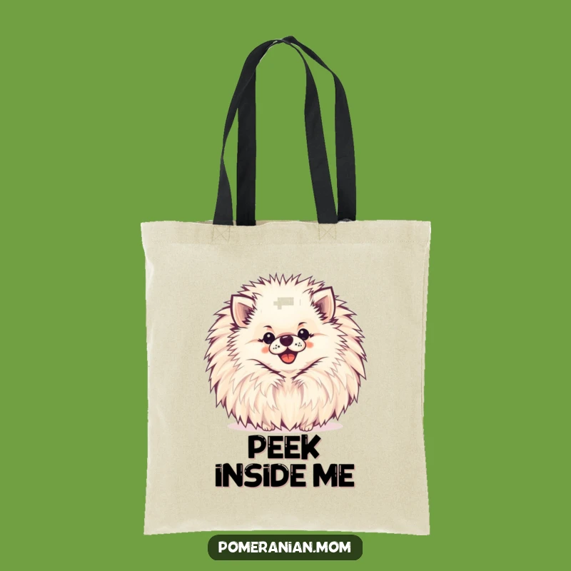 Funny Pomeranian Tote Bag: Pompom Peek-a-boo Accessory Gift